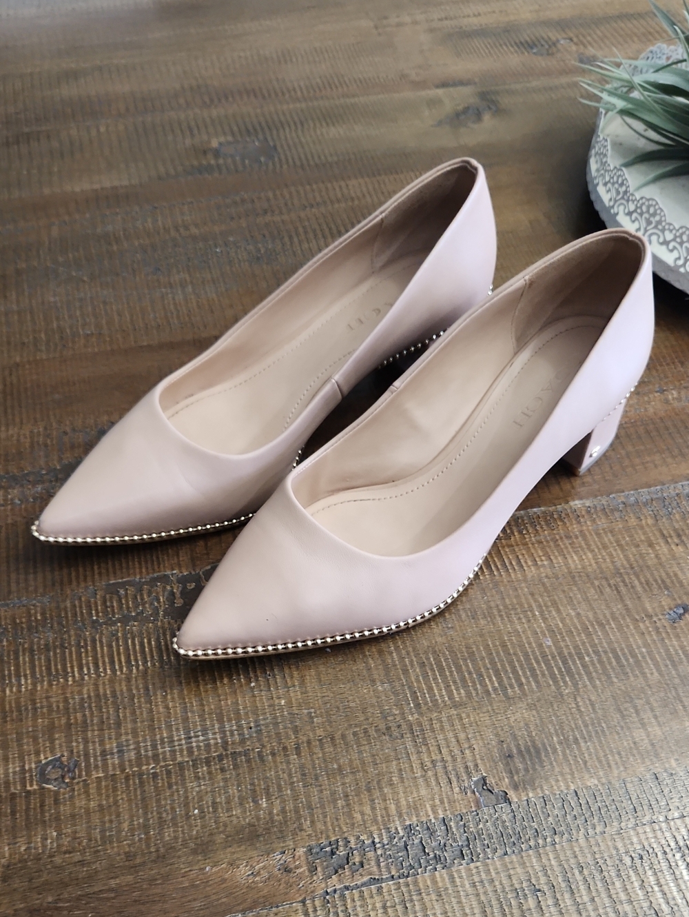 COACH Willa Pumps Pointed Toe Low Block Heel in Blush SIZE 8.5